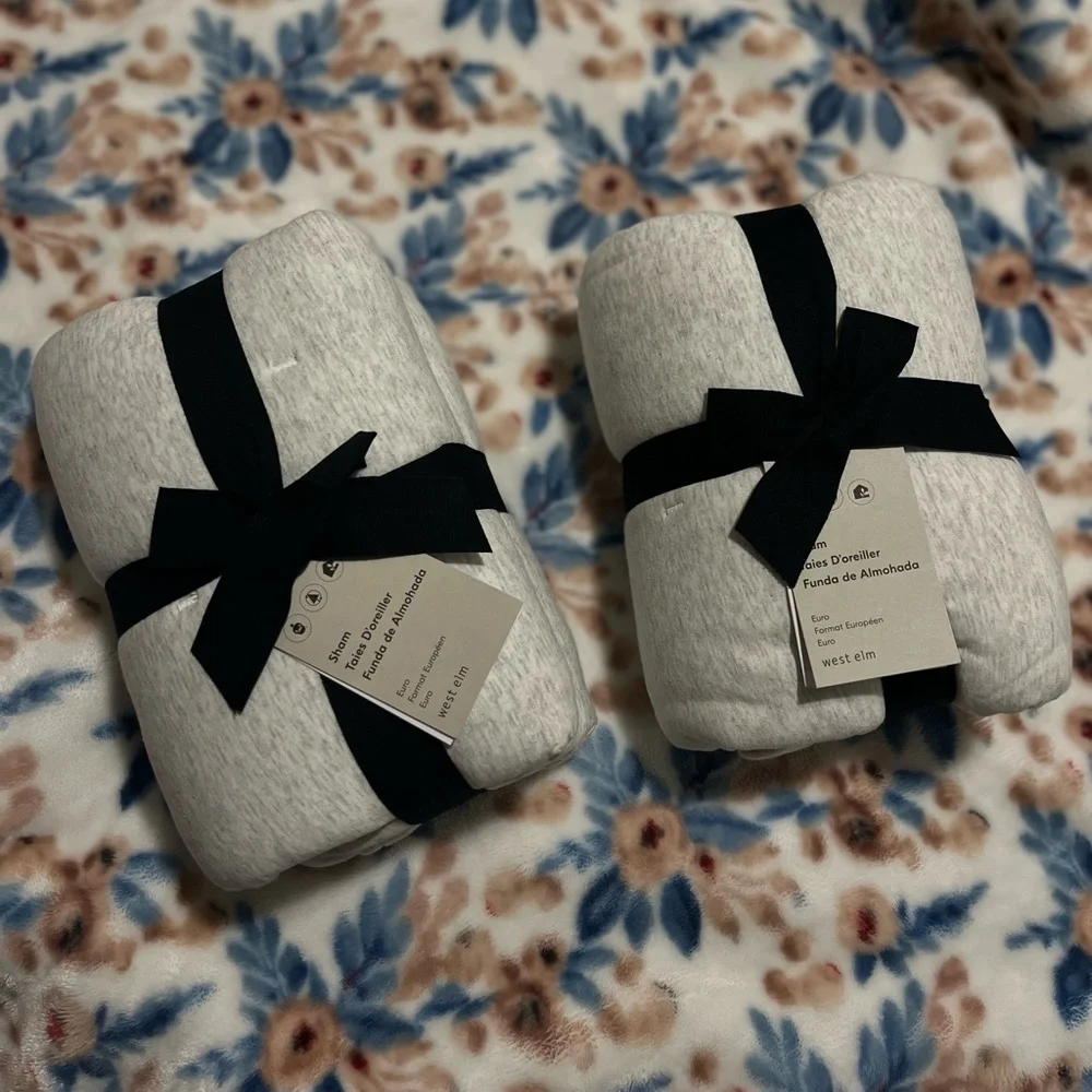 West Elm Jersey Tack Stitch Euro shams / pair:set of 2